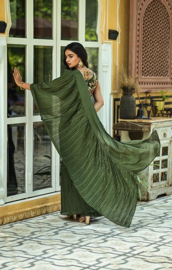 Zara 04 Beautiful Embroidery Ruffle Saree Collection